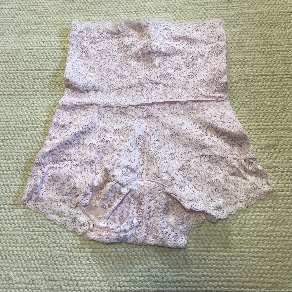 NWOT Pink Hi-Waist Shapewear Tummy Control Lace Brief Underwear Size S